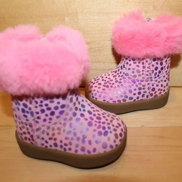 NIB UGG INFANT PINK PURPLE SPOTS JORIE BOOTS 0-3 MONTHS - Picture 2 of 7